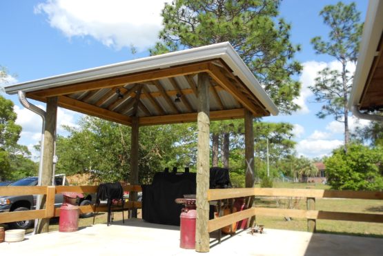 Galvalume gutters installed on gazebo